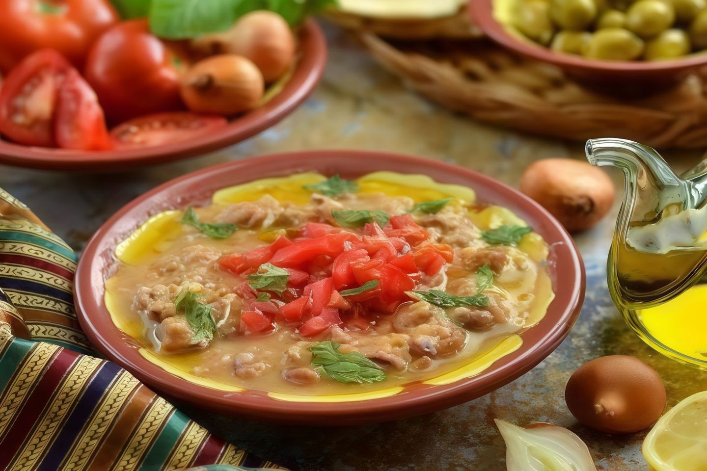 صحن فول بالطحينة