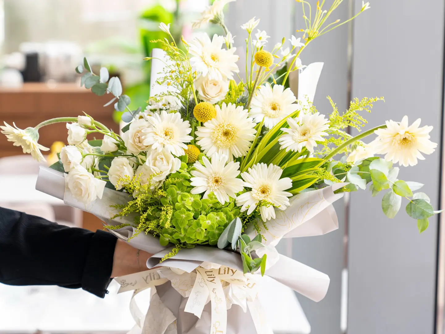 باقة جوربيرا ابيض