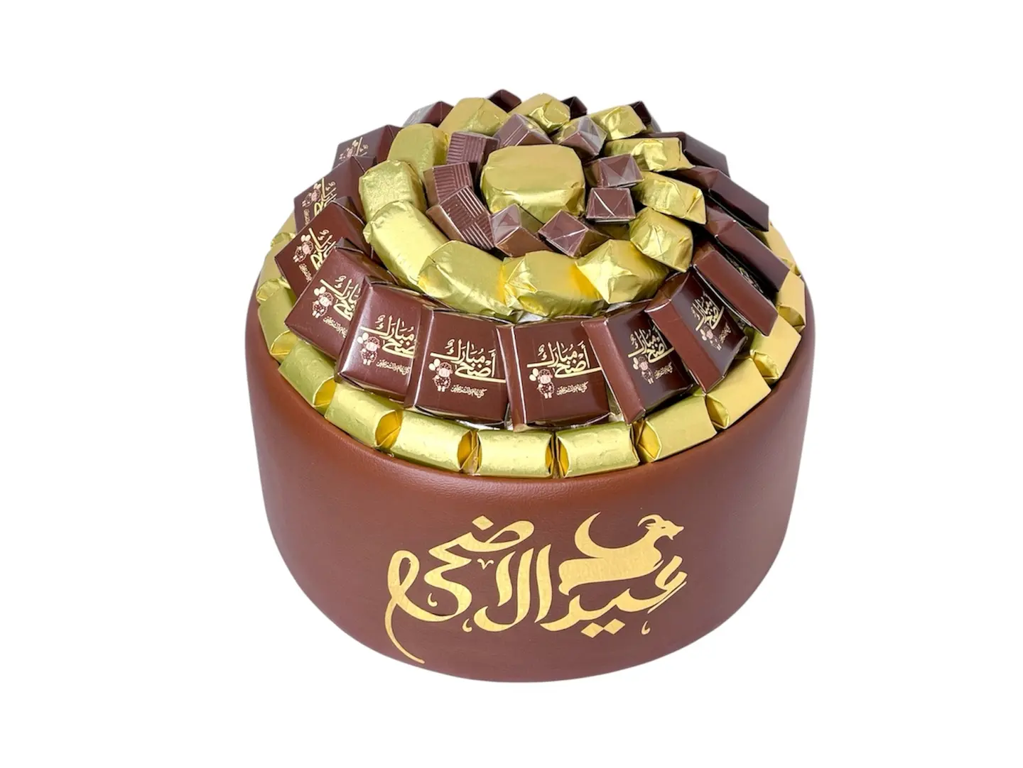 صينية العيد الجلدية البنية العالية بالشوكولاتة المشكلة