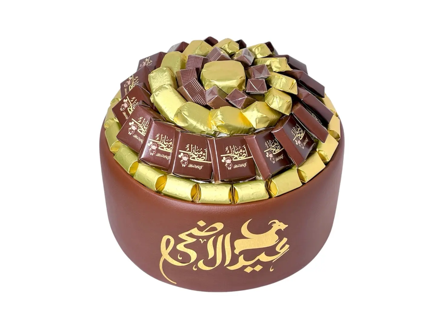 صينية العيد الجلدية البنية العالية بالشوكولاتة المشكلة