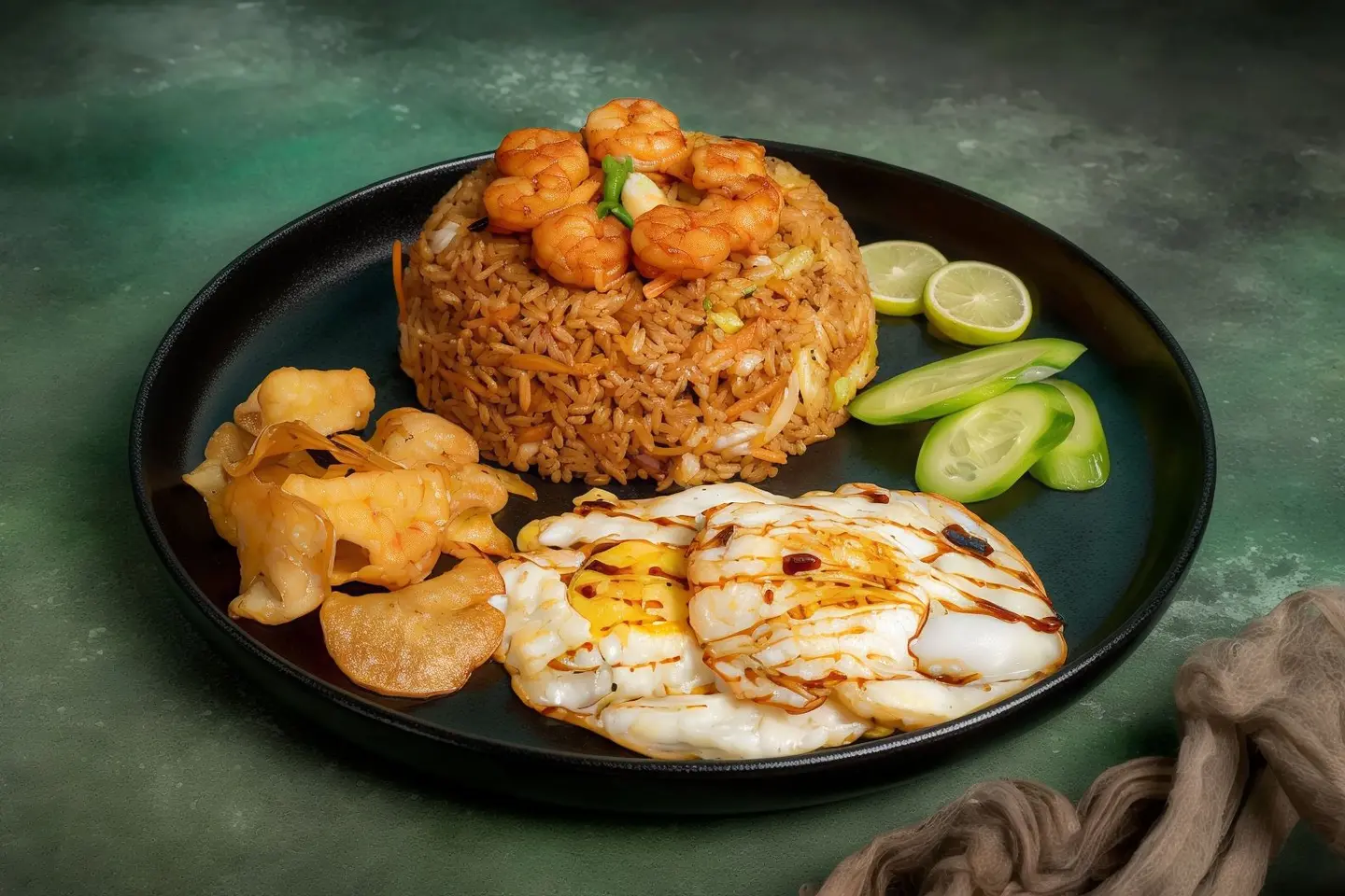 رز مقلي (ناسي قورنيق )بالجمبري