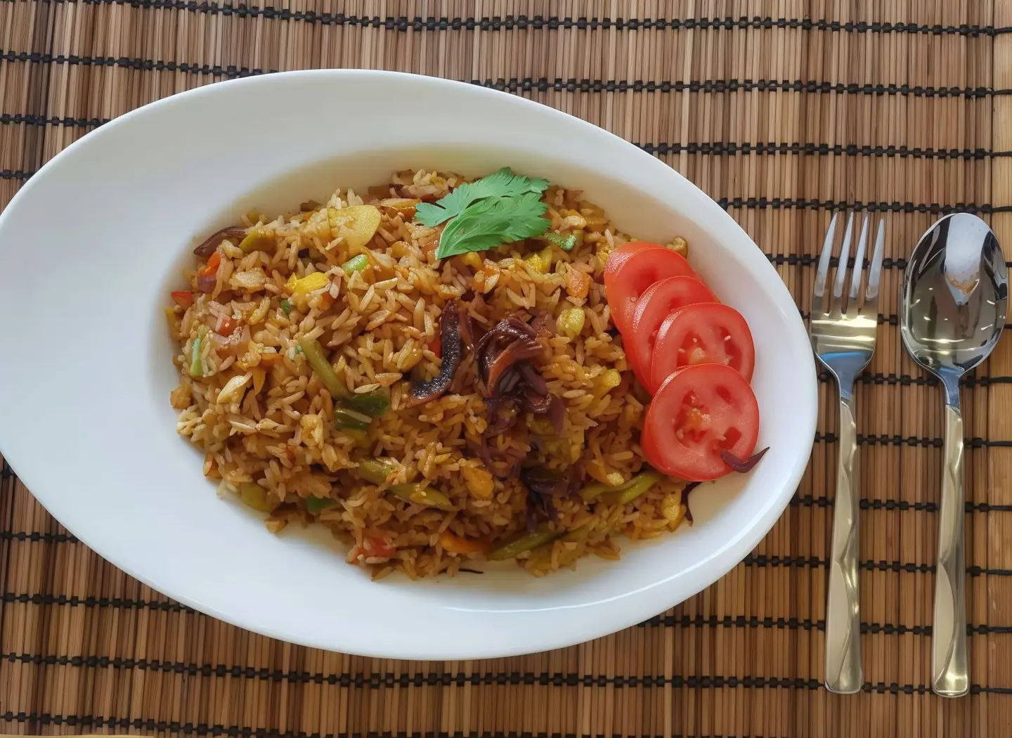 أرز مقلي خضار