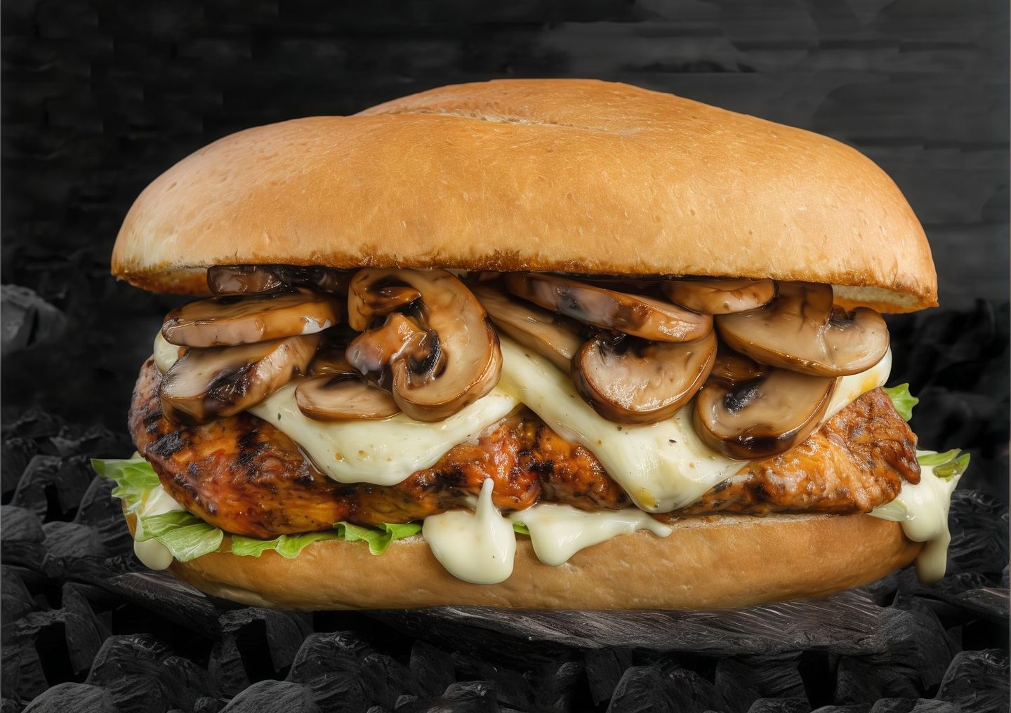 Swiss Mushroom Chicken Burger - Sandwich