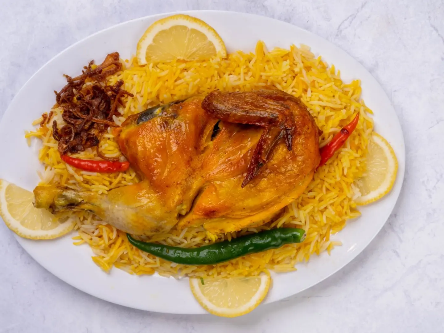 نصف دجاجة مندي -ارز بشاور