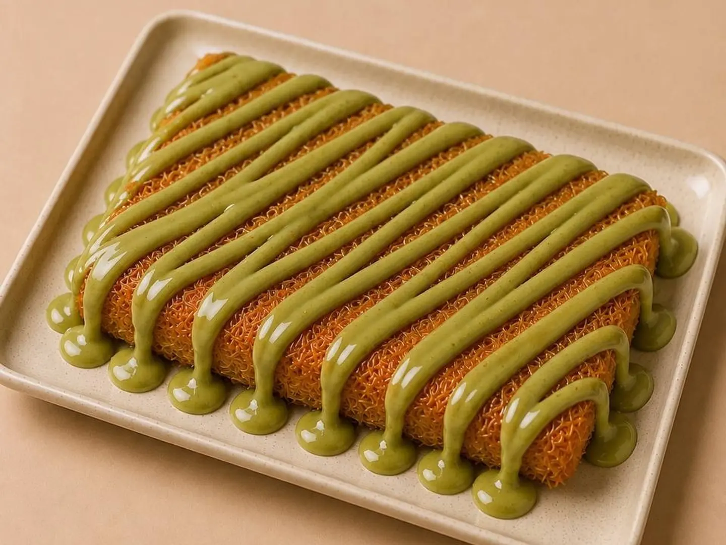 Cream Kunafah With Pistachio - Rectangle