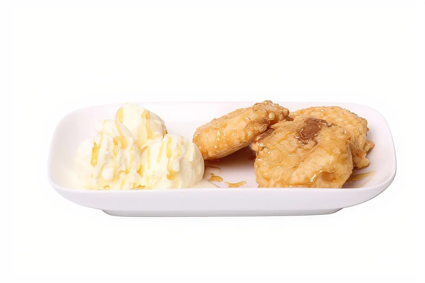 Fried Apple With Honey And Ice Cream
