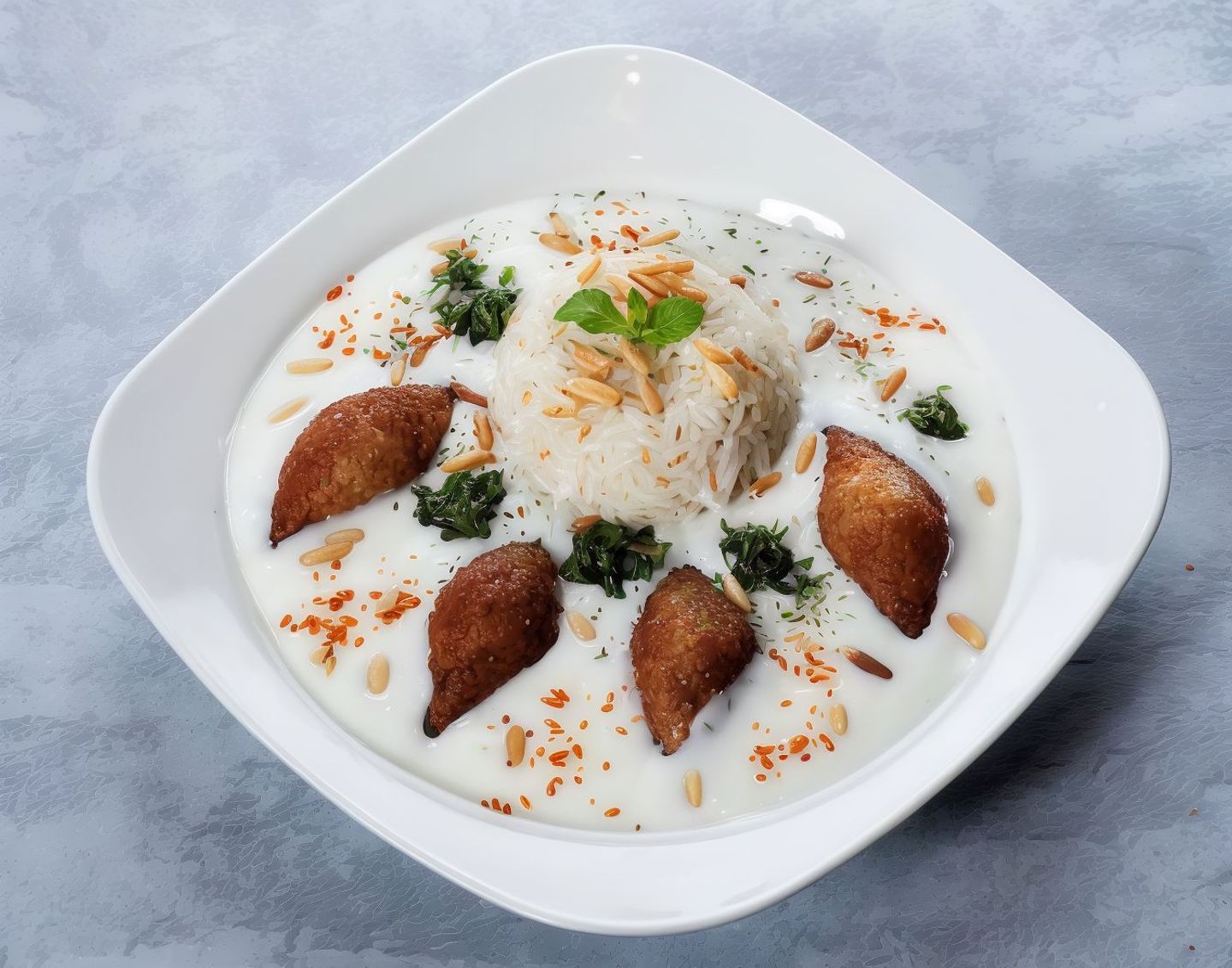 كبة لبنية مع رز بالشعيرية