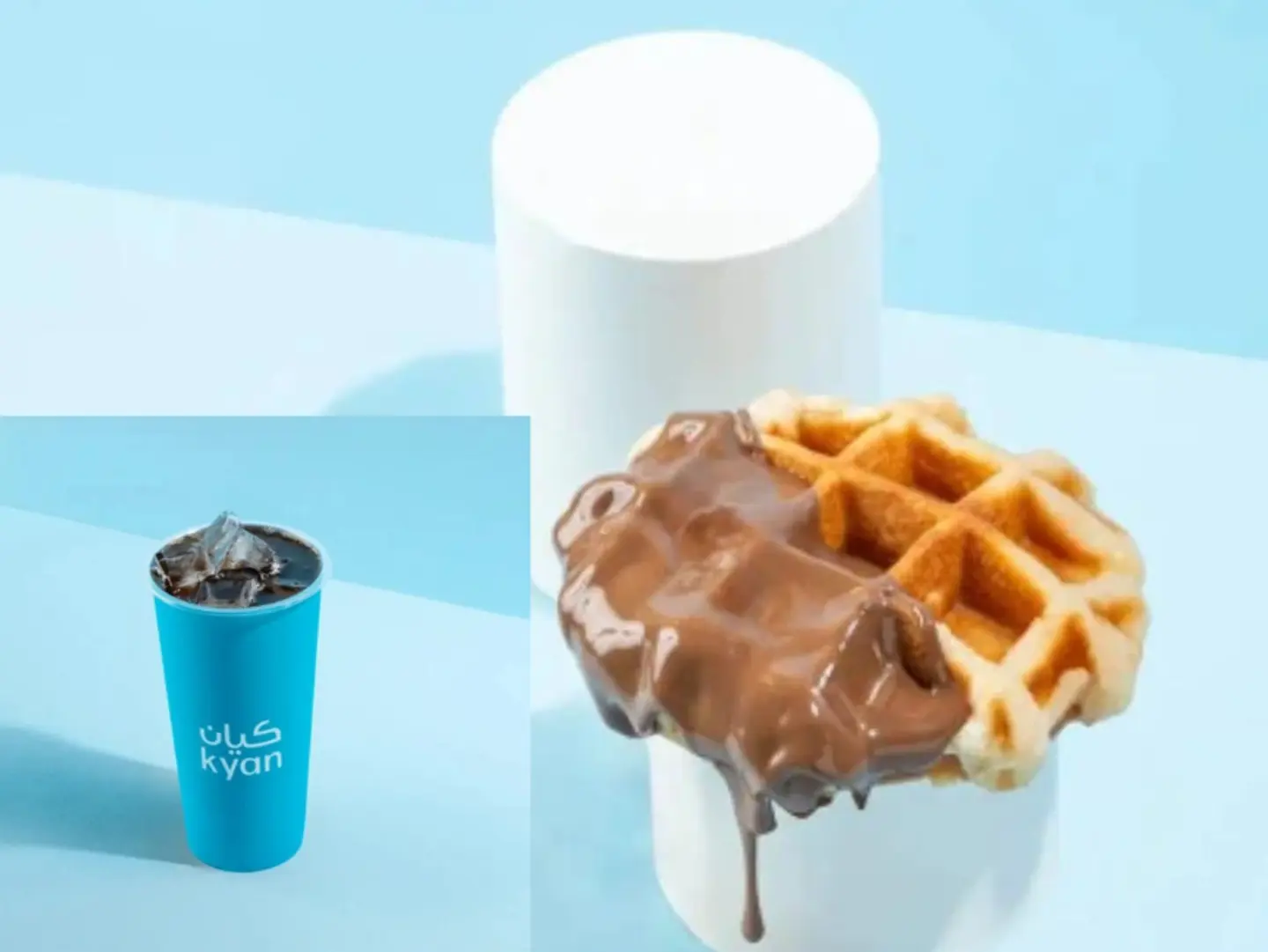 1شوكليت وافل مع 1قهوة اليوم بارد