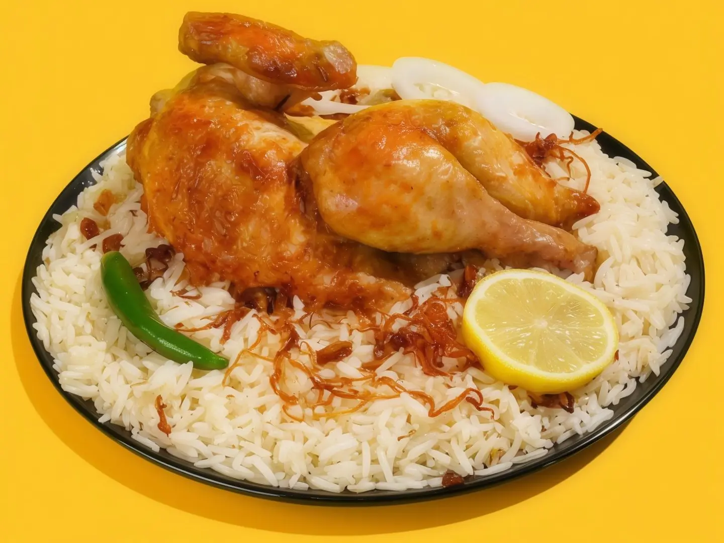 نصف دجاج شواية ارز شعبي