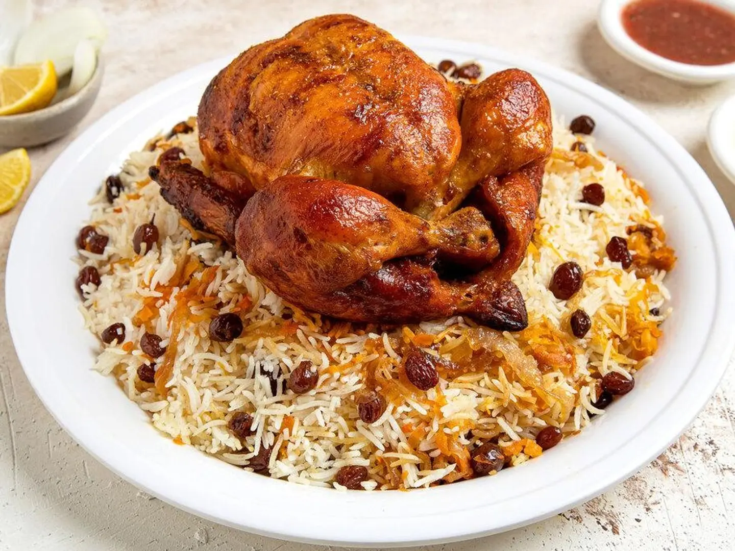 نصف دجاج شواية ارز بشاور او مندي