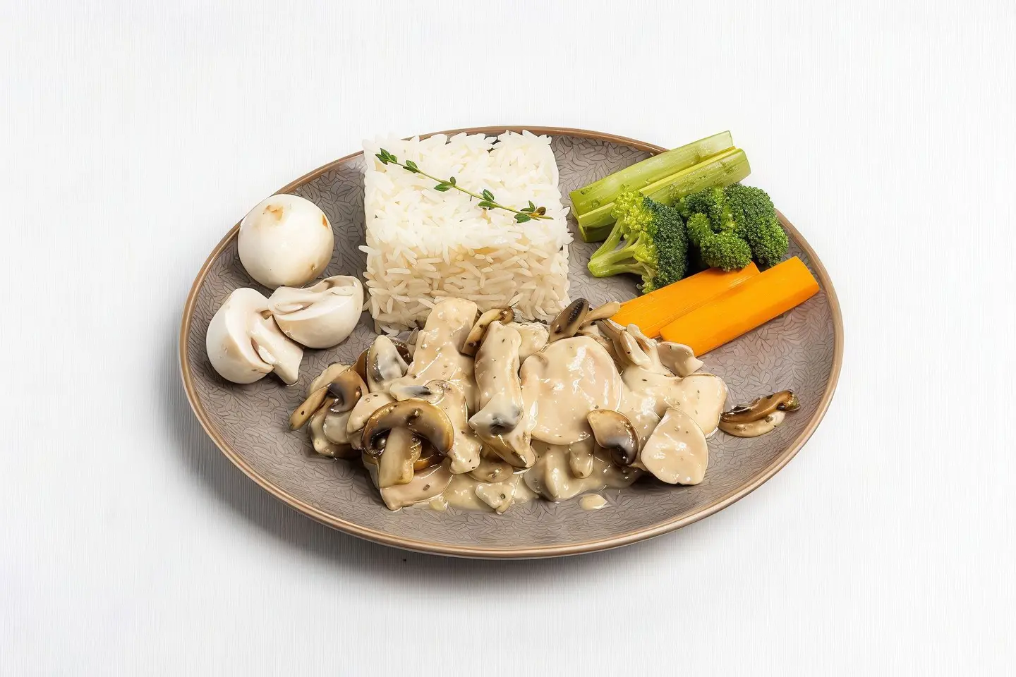 Chicken Mushroom With White Rice
