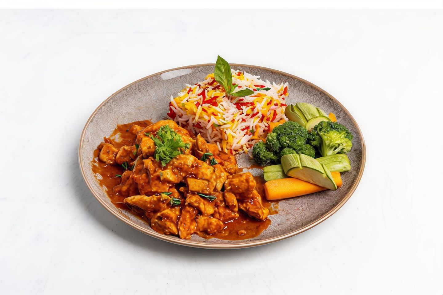 Rose Sauce Chicken With Biryani Rice