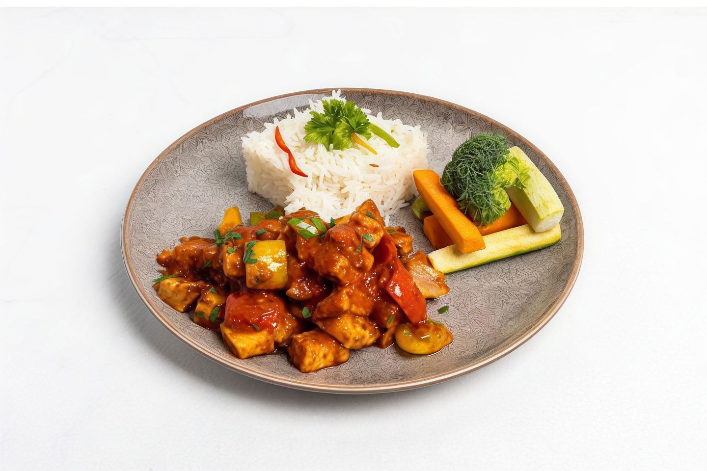 Red Sauce Chicken With White Rice