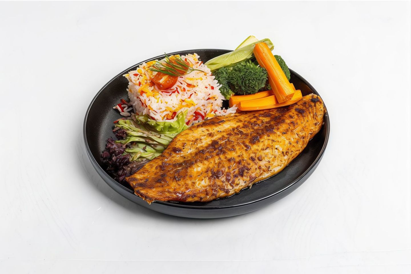 Grilled Salmon With White Rice