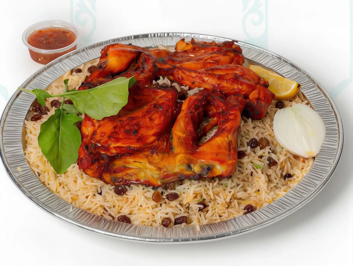 دجاج على الفحم مع الرز