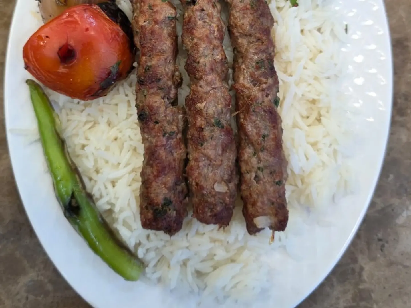 Kebab With Rice And Vegetables