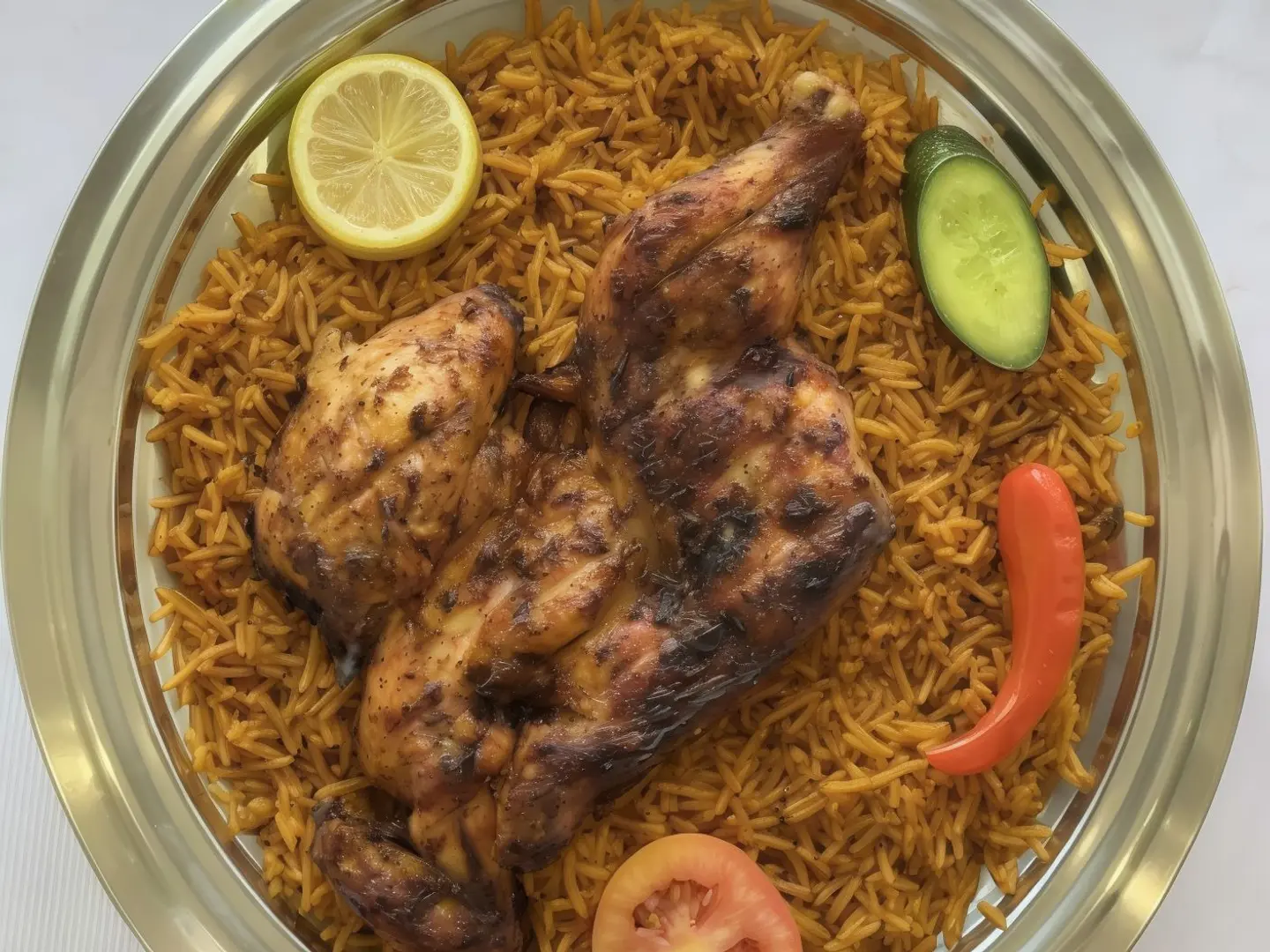 نص دجاج فحم ارز بخاري