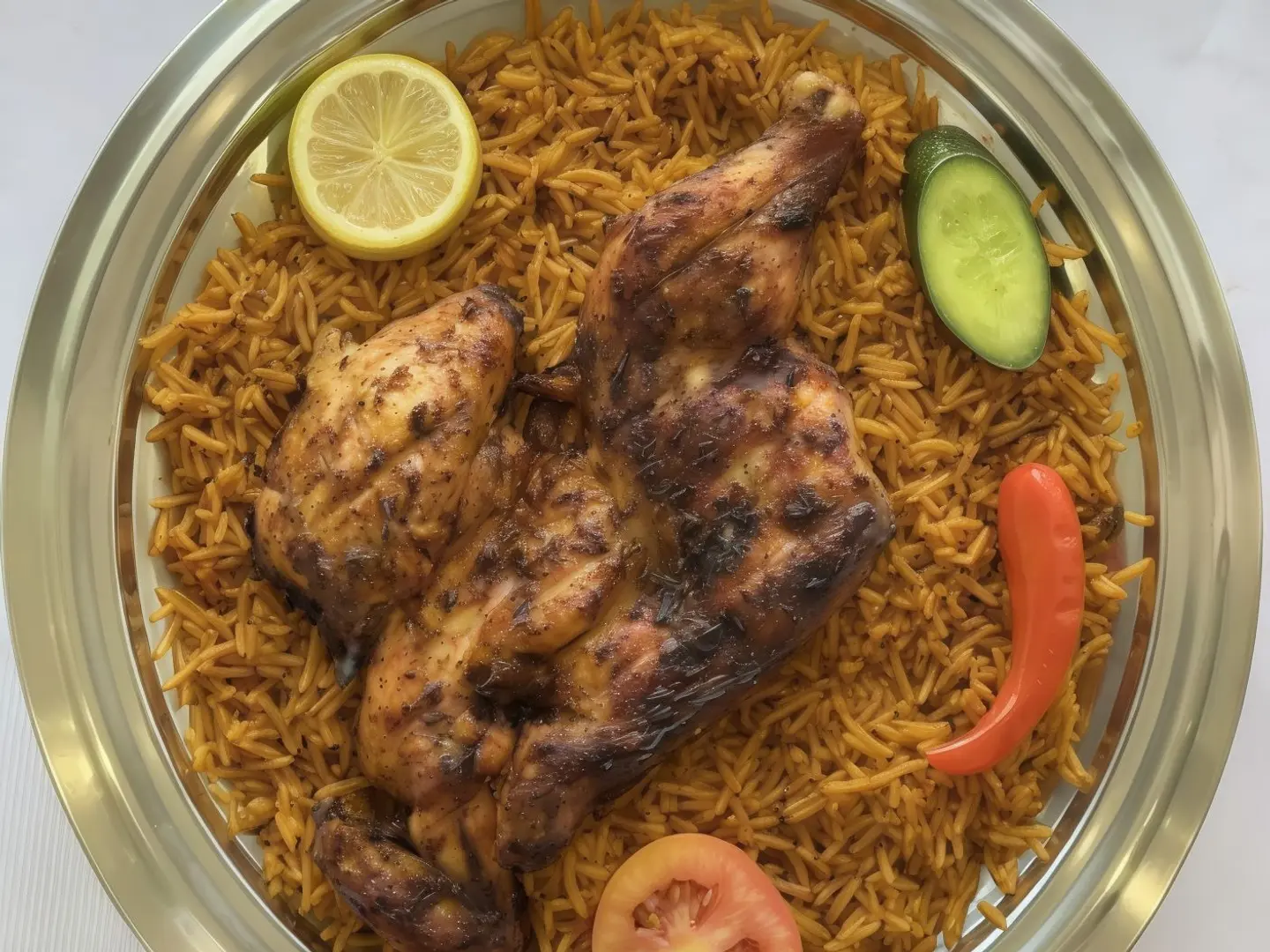 نص دجاج فحم رز كابلي