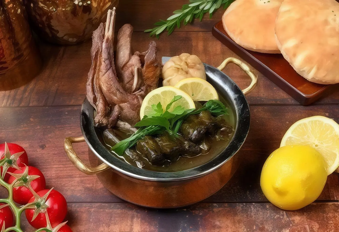 ورق عنب مع ريش الغنم
