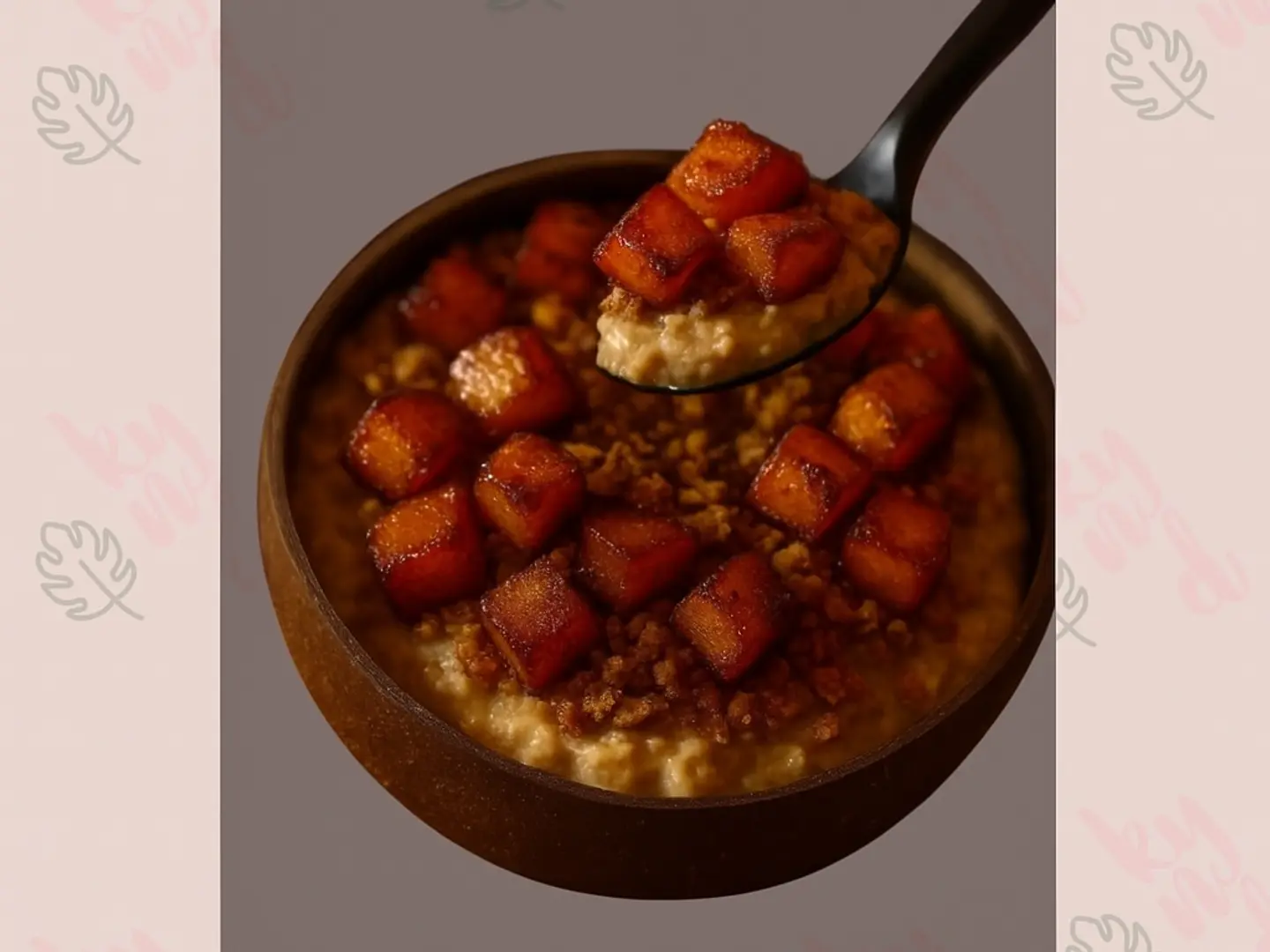 الشوفان الدافىء مع التفاح المكرمل