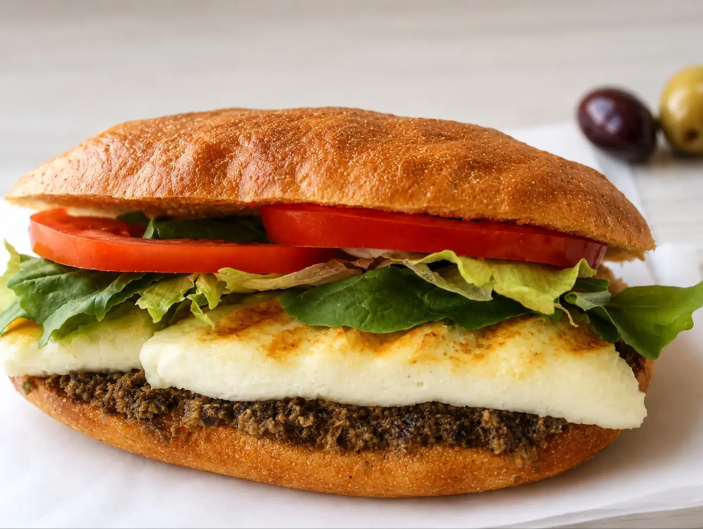 Grilled Halloumi With Tapenade