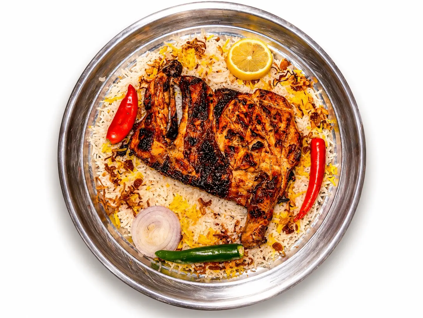 نص دجاجه عالفحم مع رز