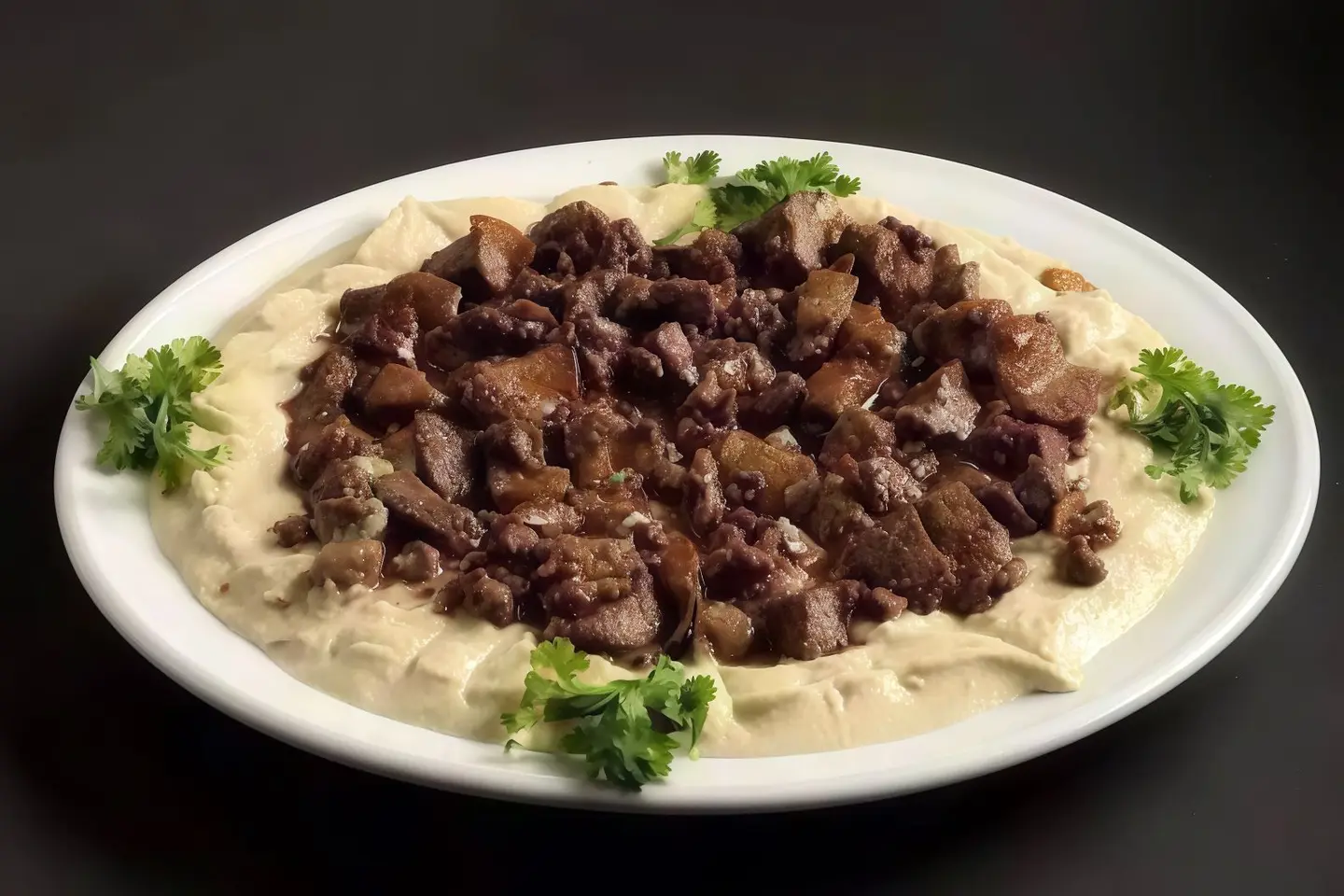 طبق حمص مع الكبدة