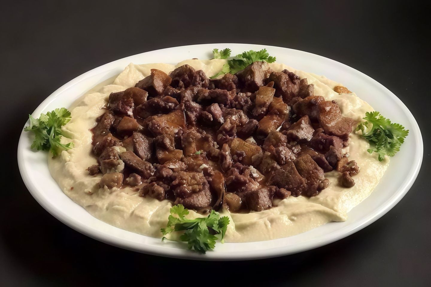 طبق حمص مع الكبدة