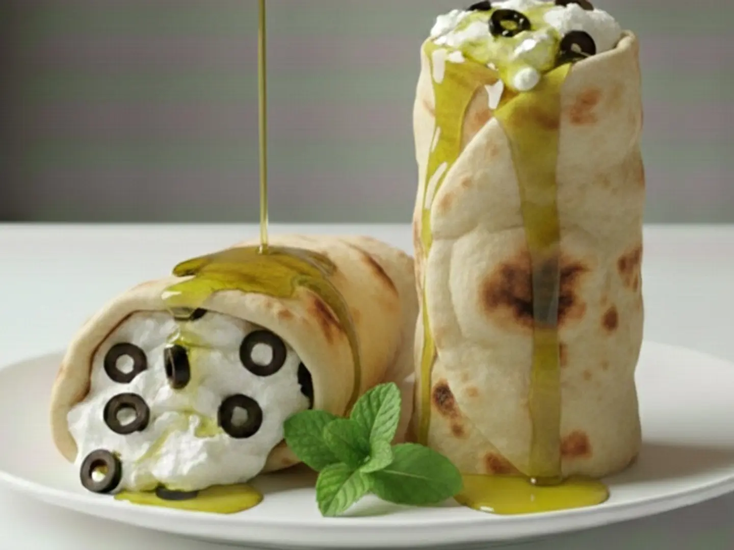 لبنة زيتون خبز عادي