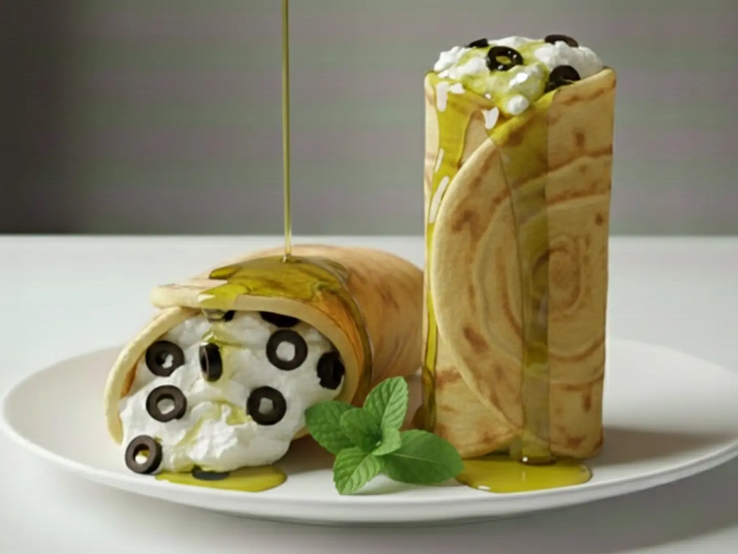 لبنة مع زيتون خبز الشباتي