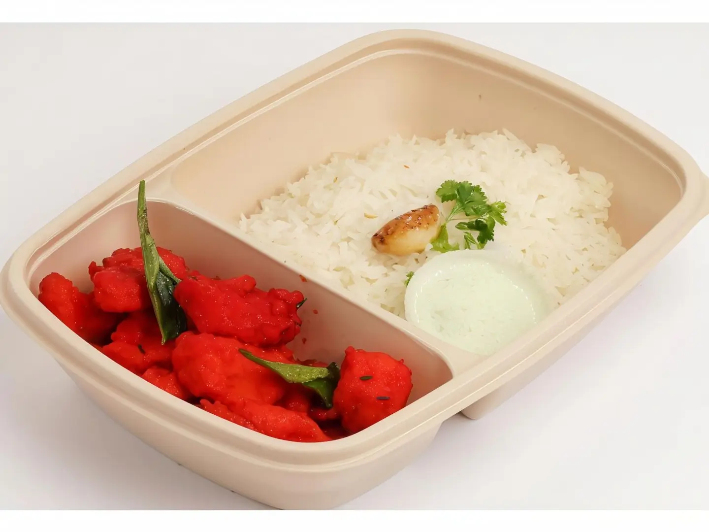 Indian Chicken 65 With White Rice