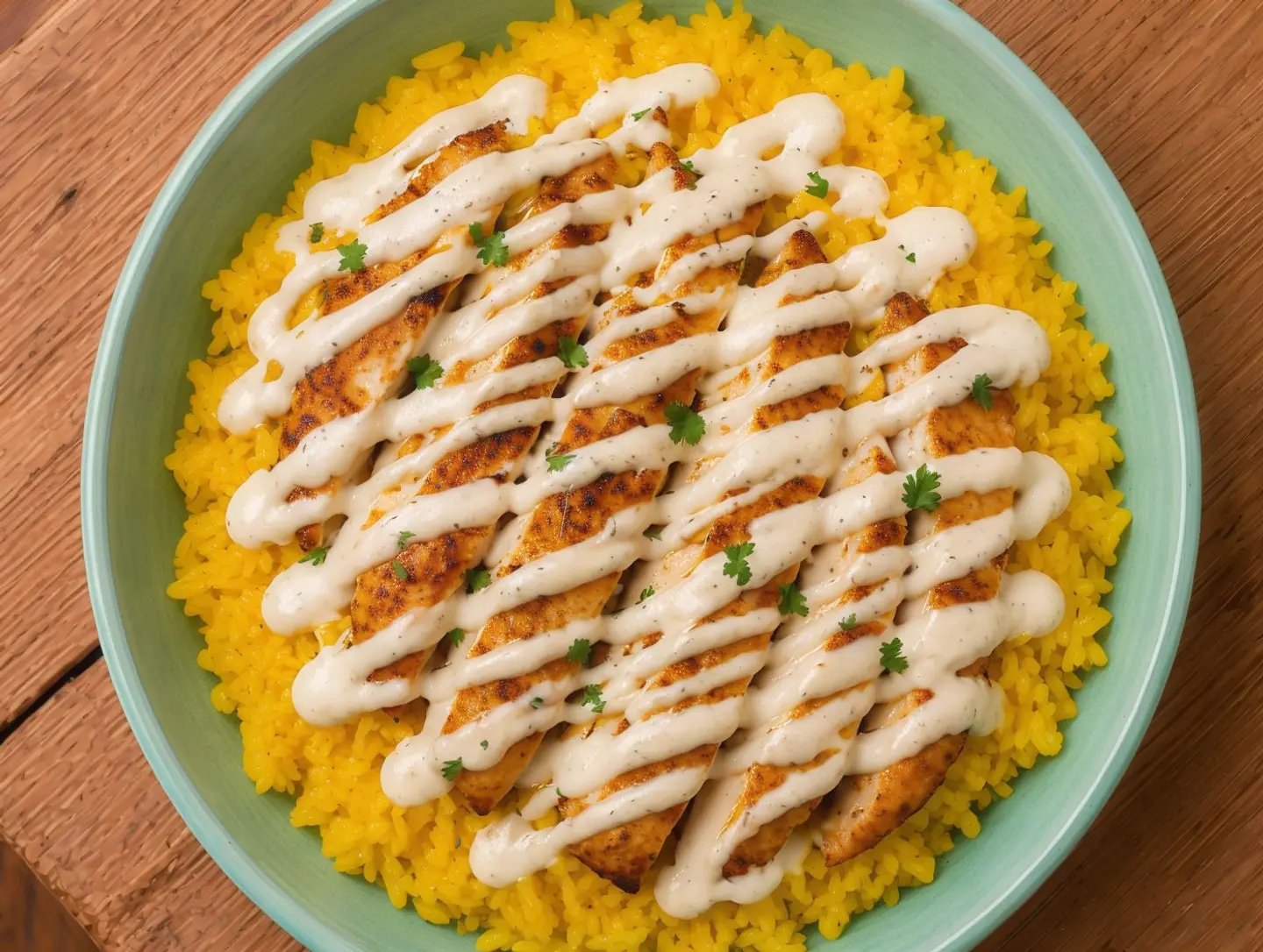 دجاج شاورما يقدم مع الأرز