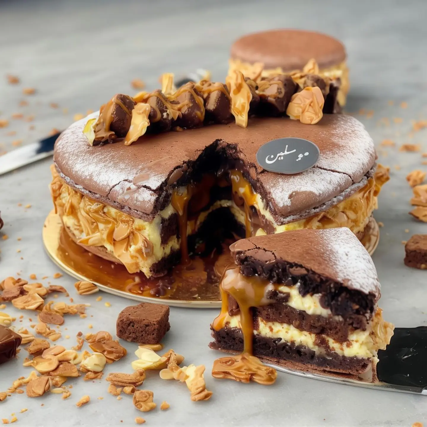 Chocolate Caramel Brownies Macaron Medium