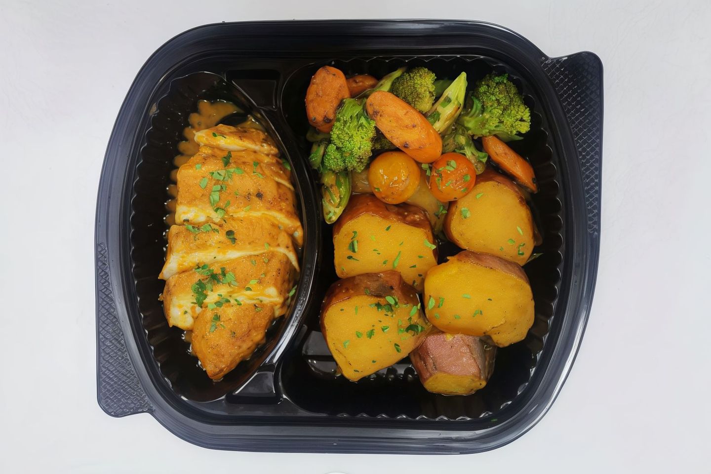 Spicy Chicken With Sweet Potato And Sauteed Vegetables
