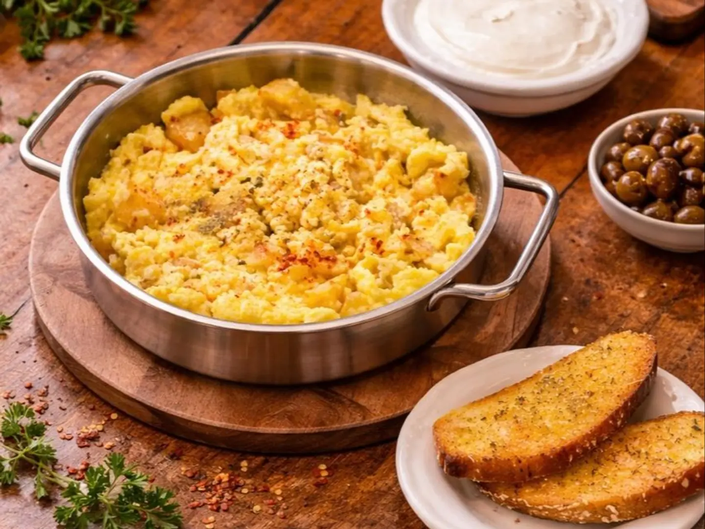 Eggs With Potatoes With Cheddar Cheese
