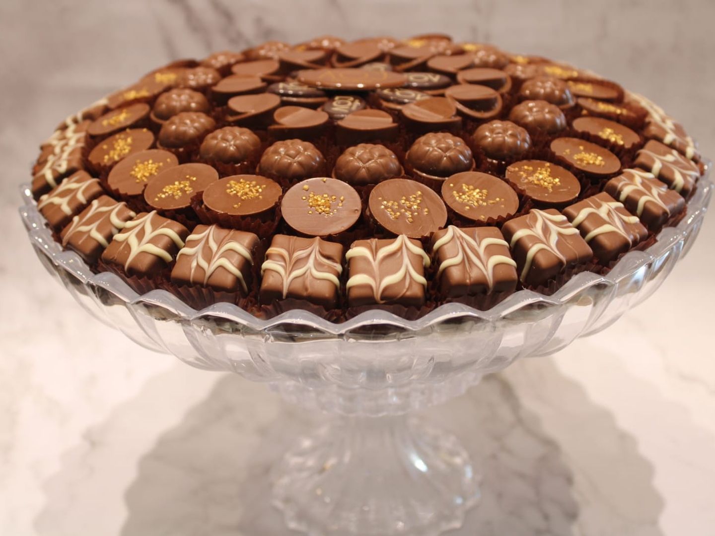 صينيه شكولاتة كرستال مدوره