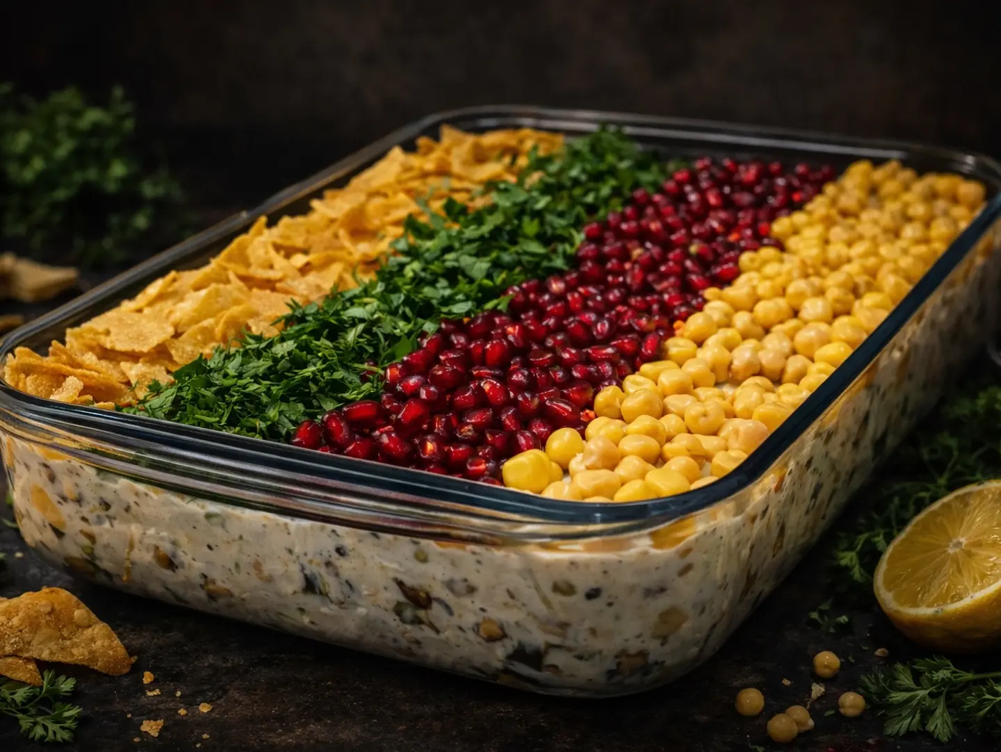 Eggplant And Potato Fatteh Tray