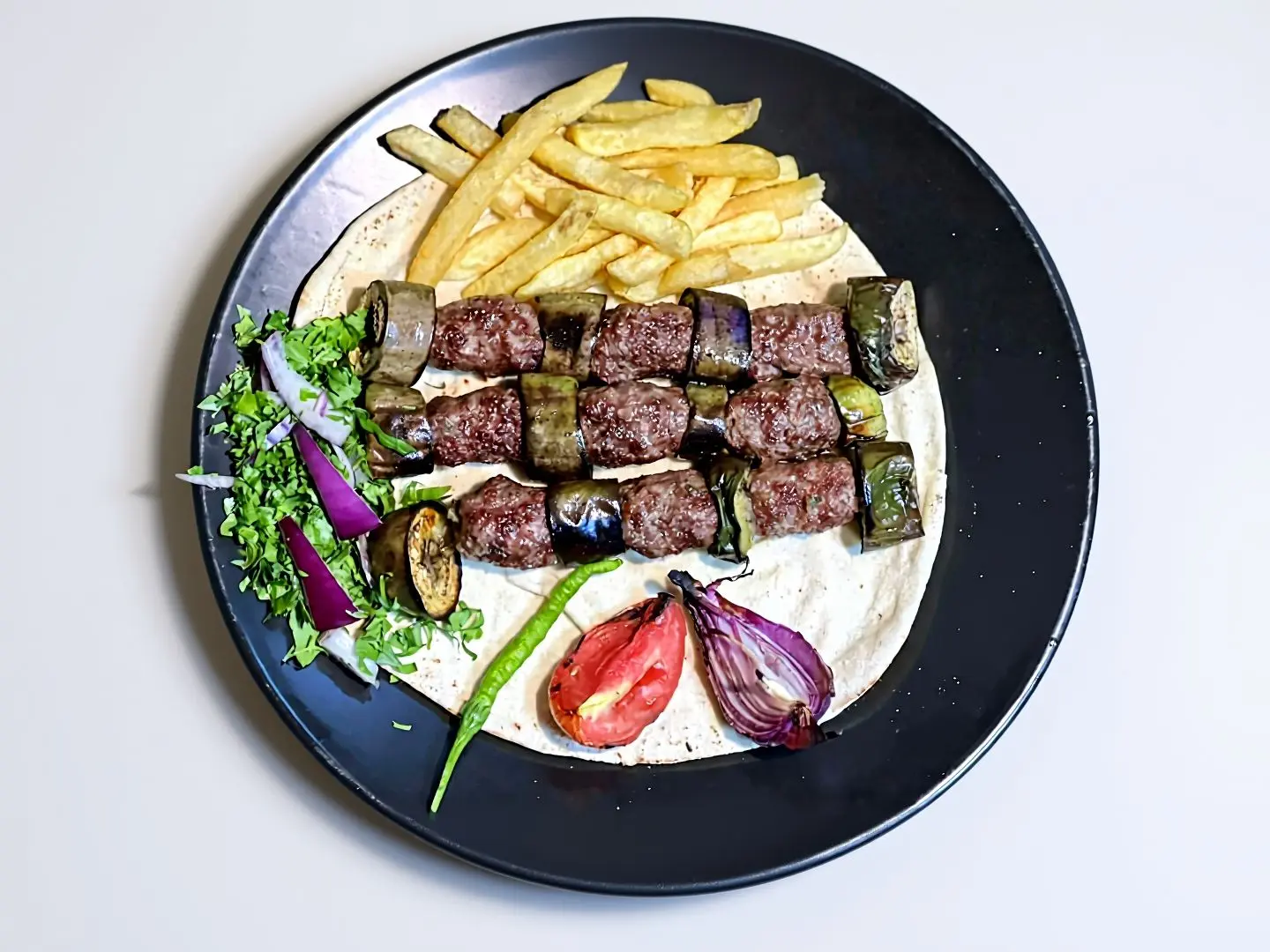 Meat Kebab With Eggplant