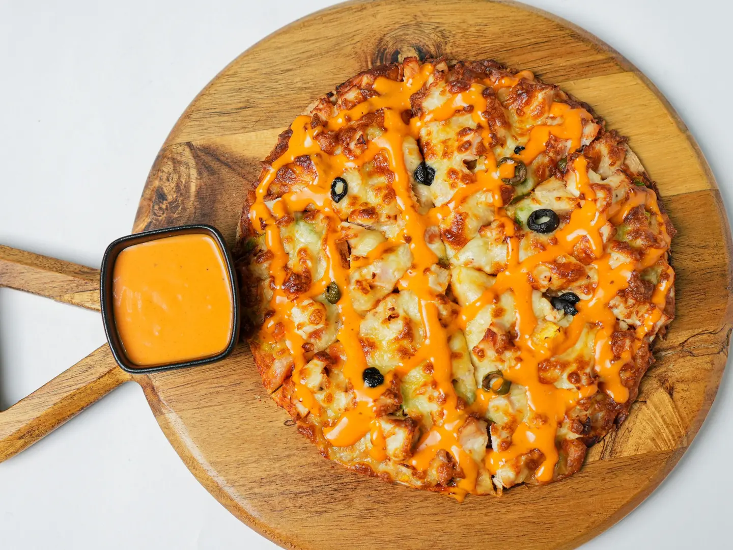 Chicken Scalop Buffalo Pizza