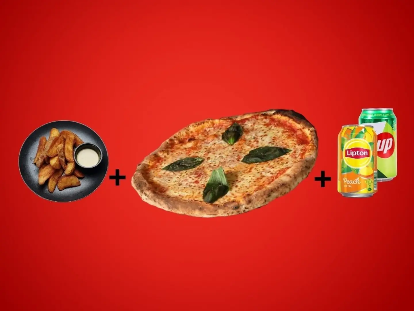 كومبو بيتزا مارجريتا كبير وودجز ومشروبين اختياري