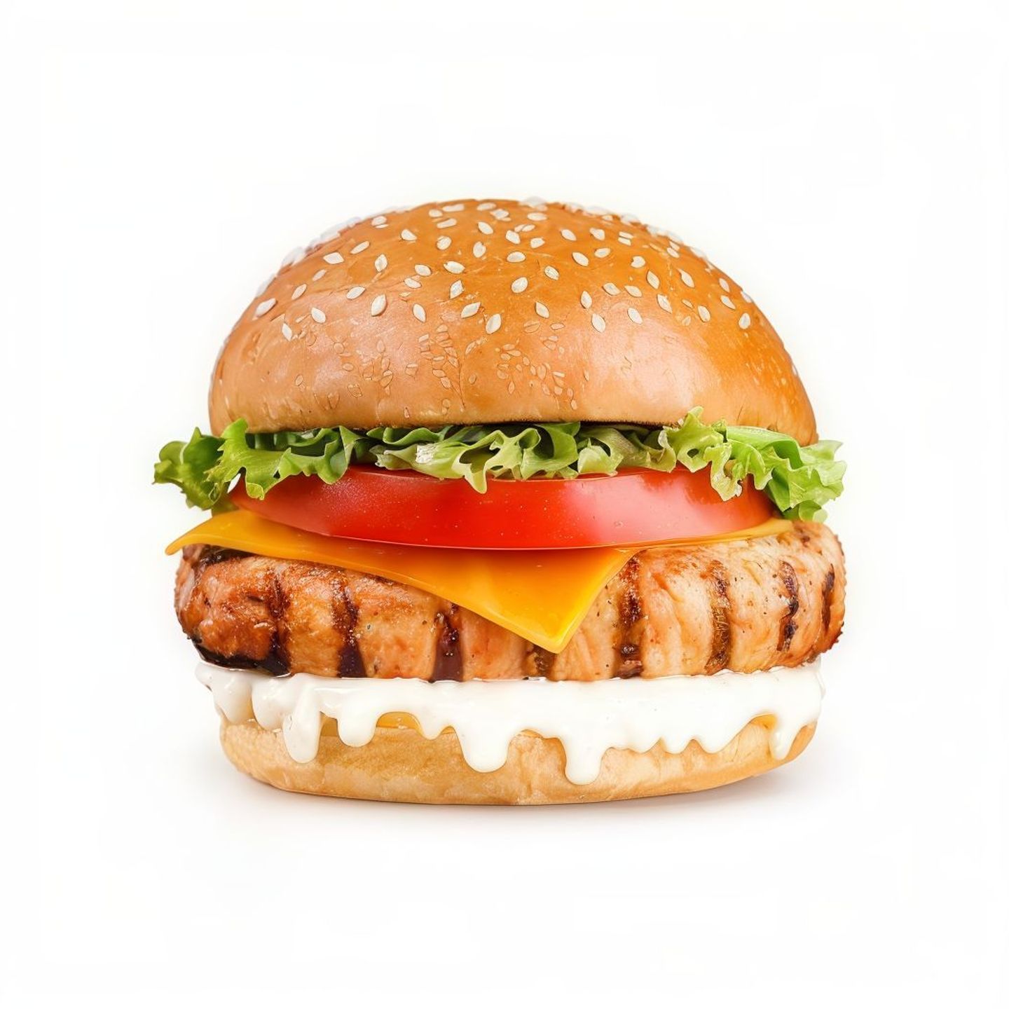 Chicken Burger Grilled On Coal