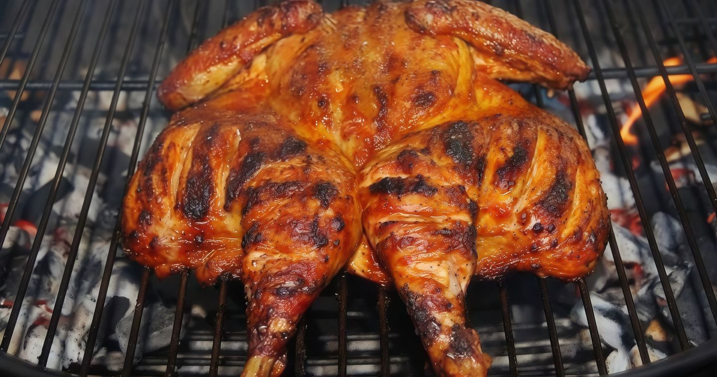حبه دجاج كامل على الفحم