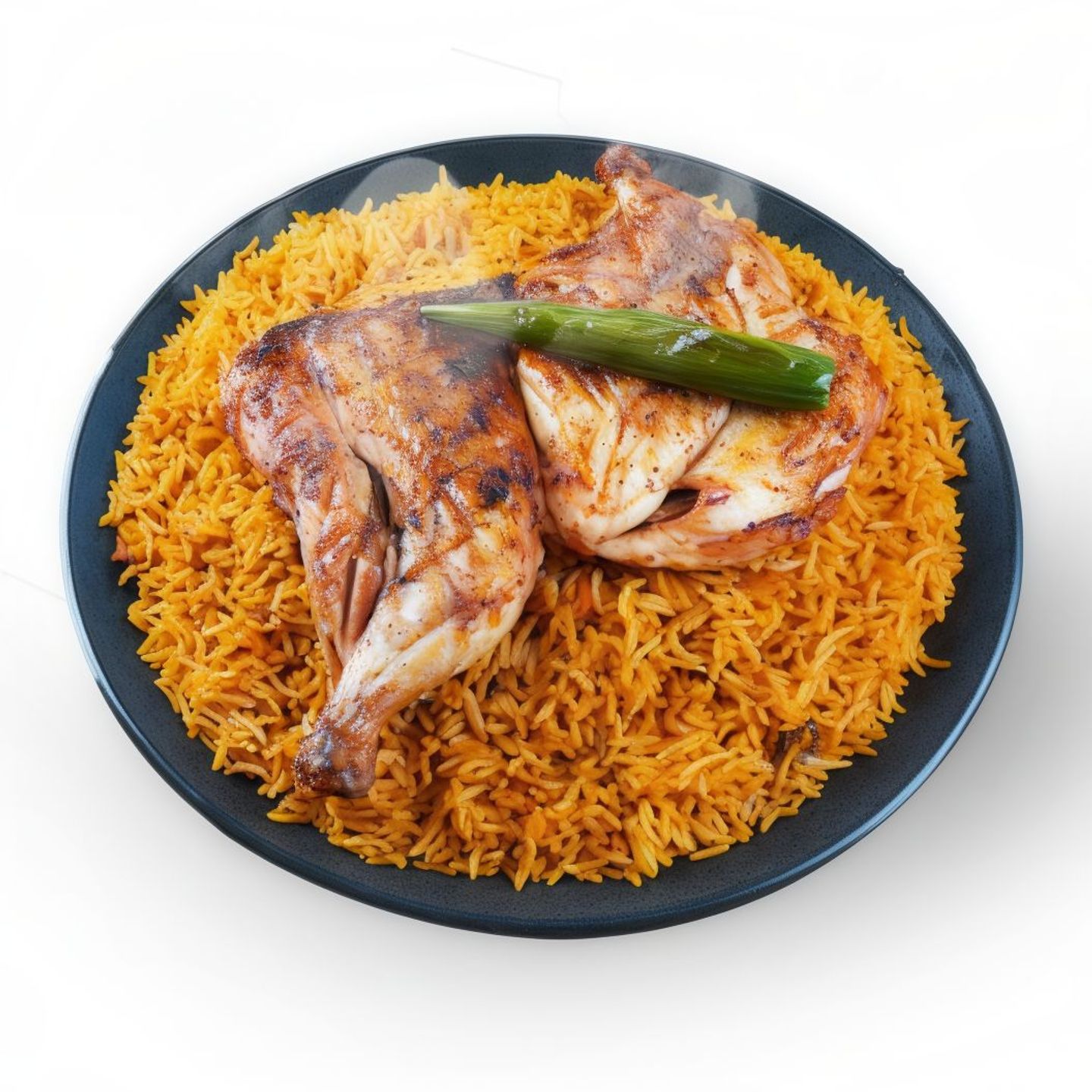 نصف دجاج على الفحم مع الأرز