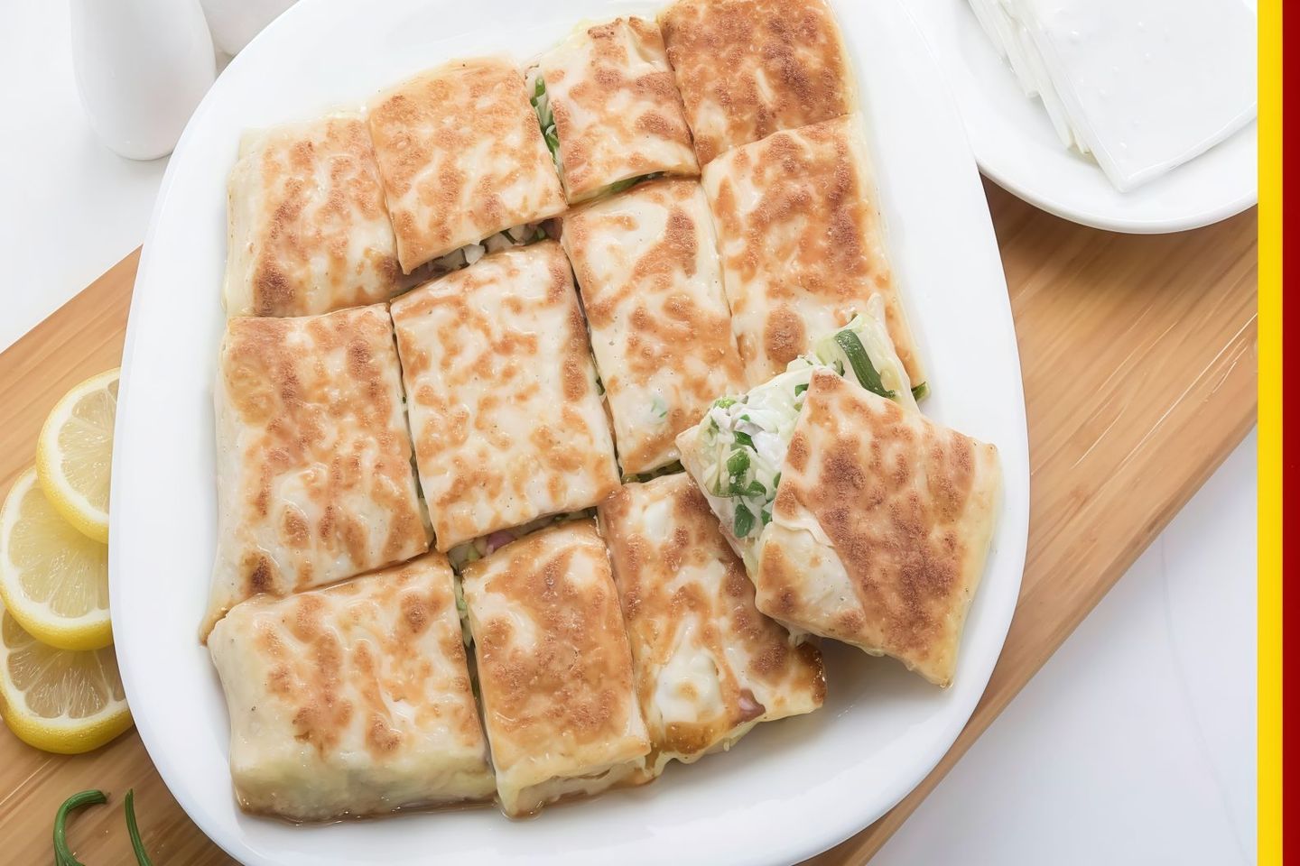 Vegetable Mutabbaq With Melted Cheese