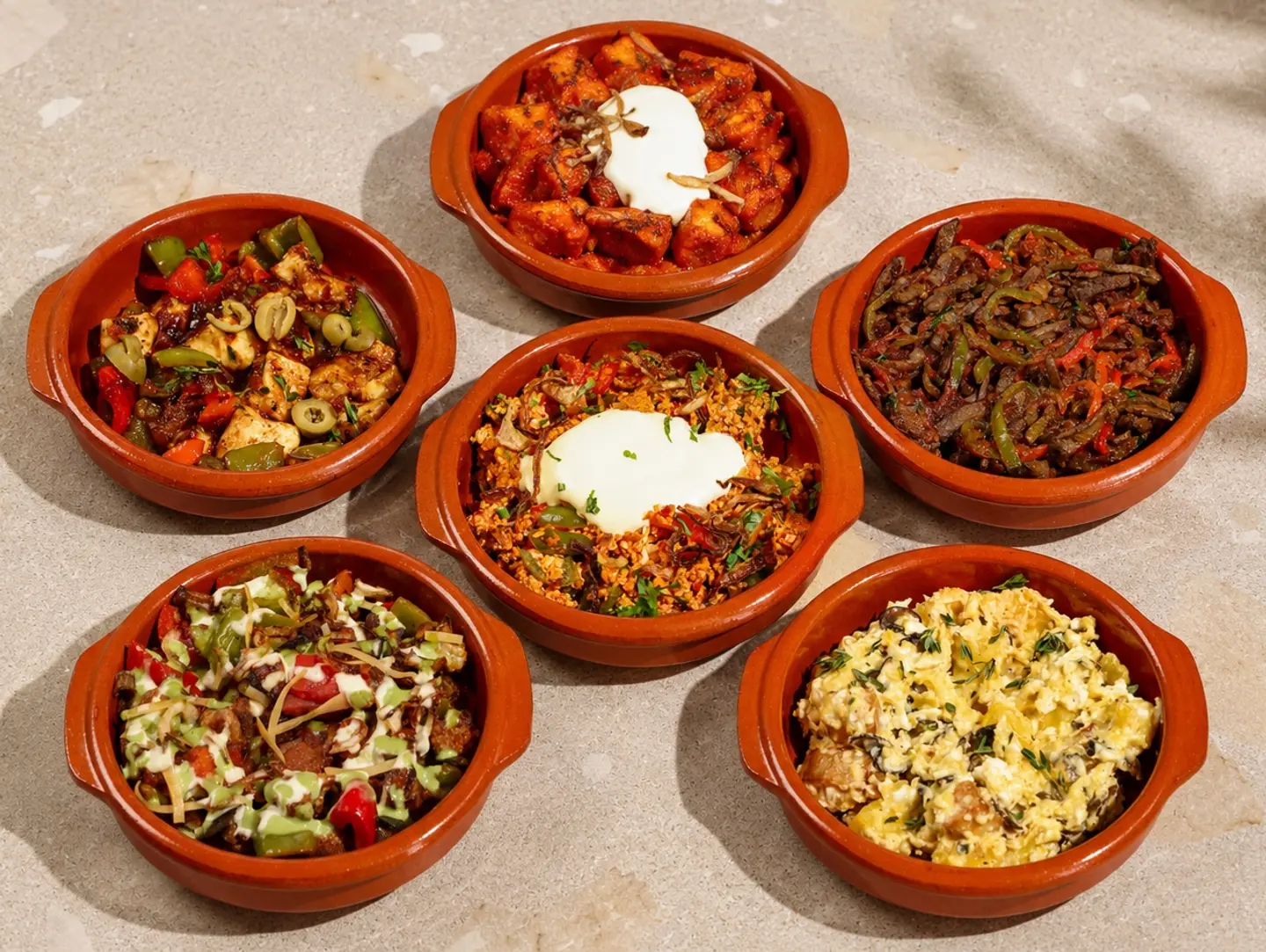 حمسة كبدة- حمسة حلوم- حمسة باذنجان- حمسة بطاطس- شكشوكة- بيض بطاطس باذنجان
