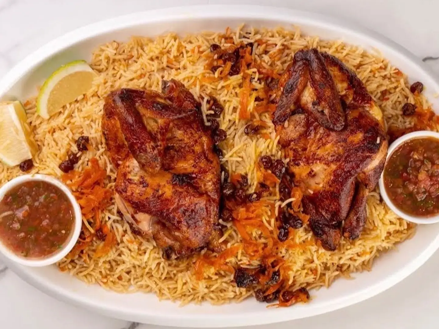 نصف دجاج شواية مع الرز