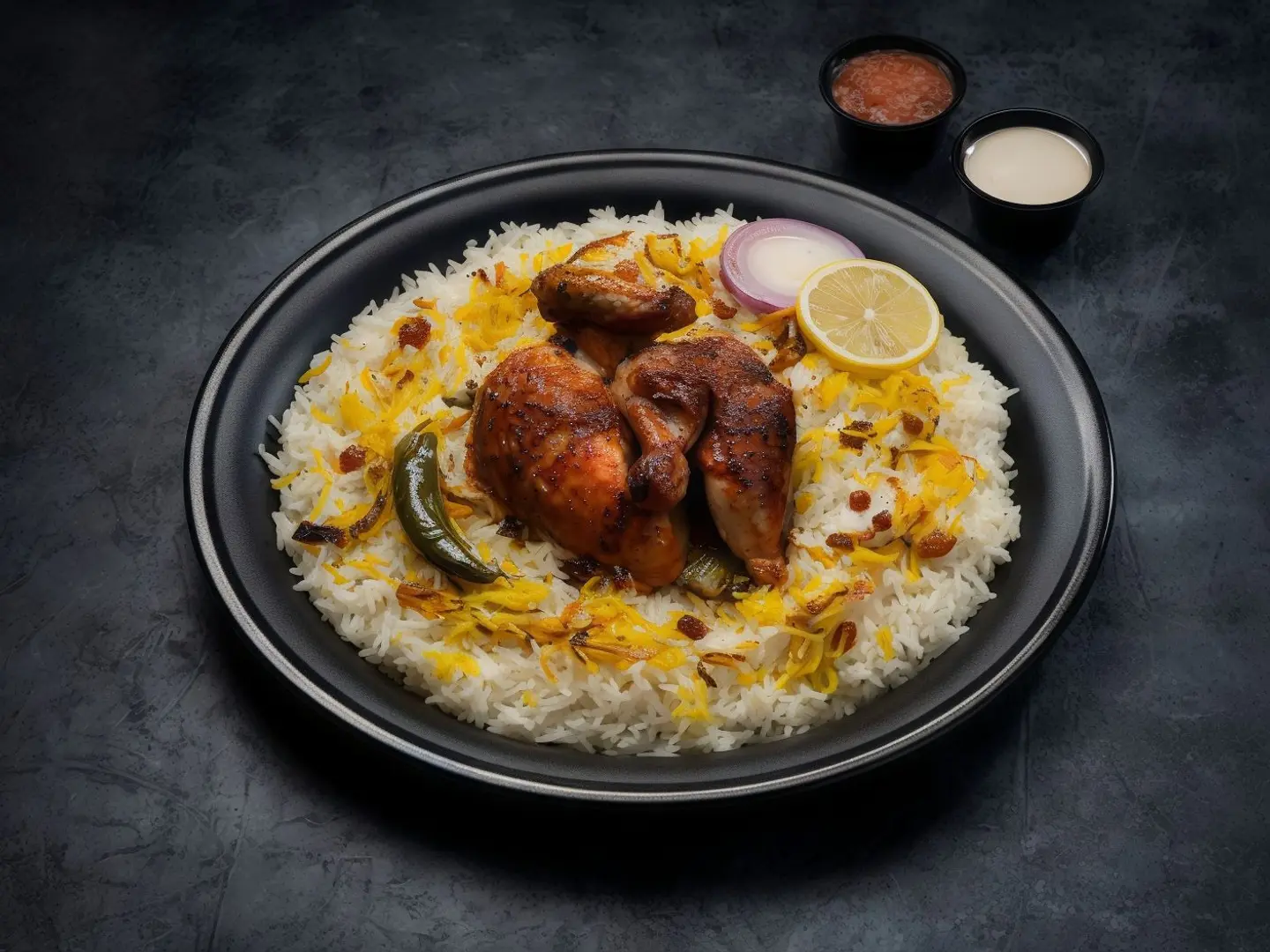 دجاج شواية مع ارز شعبي  - نص حبة دجاج