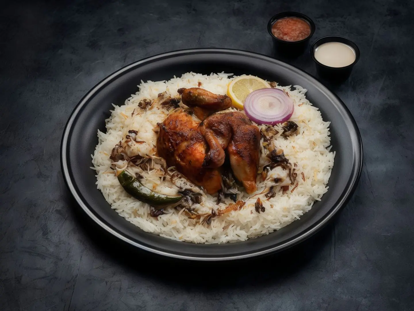 دجاج شواية مع أرز بيشاور - نص حبة دجاج
