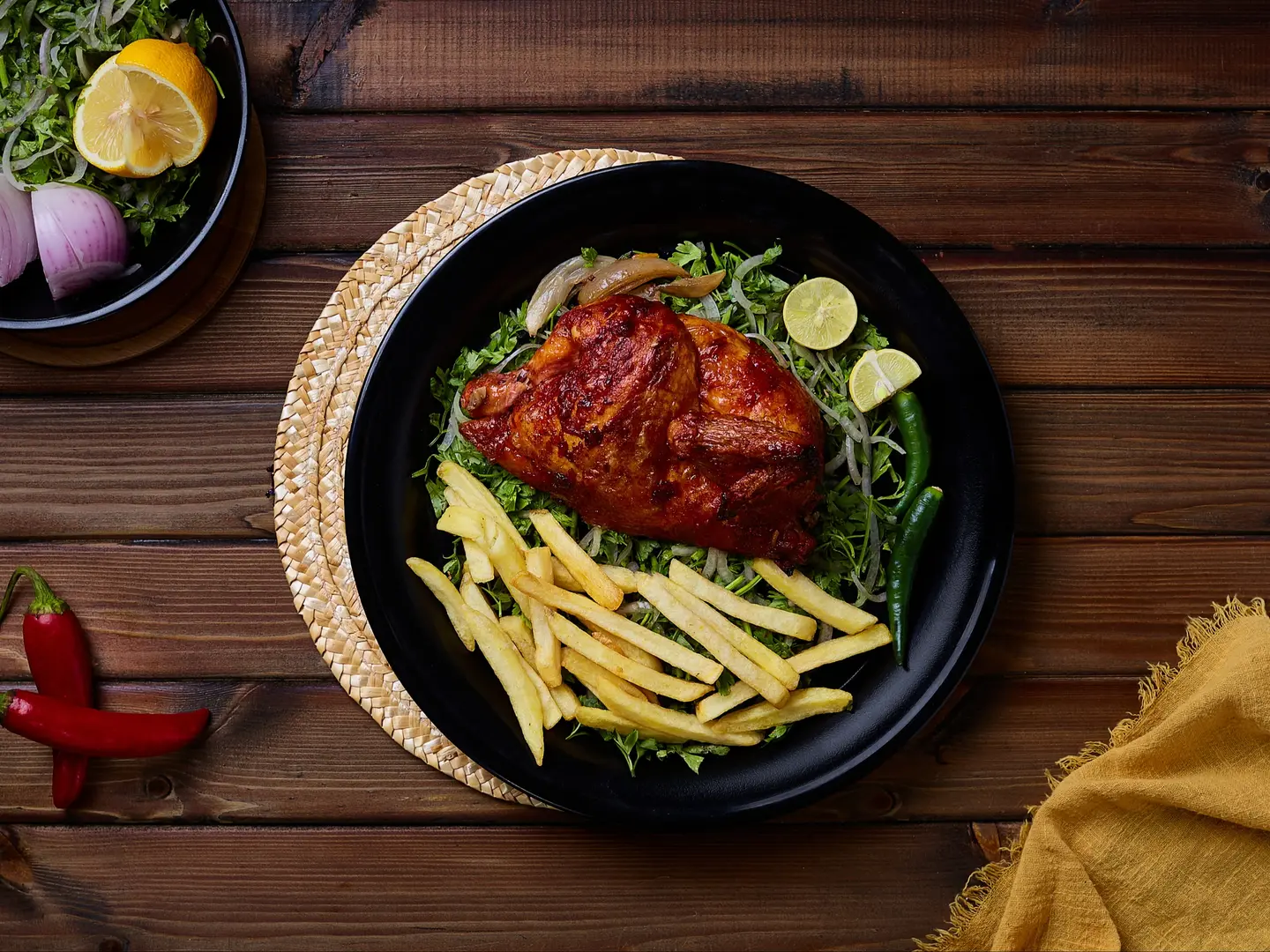 نصف دجاج شواية سادة بدون رز