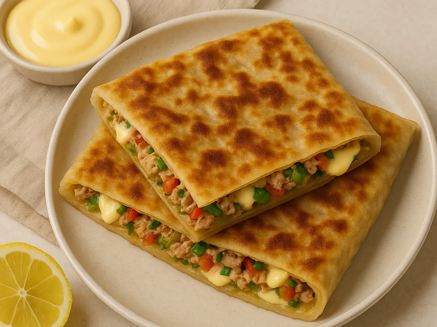 مطبق تونه عدني بالجبن السايل